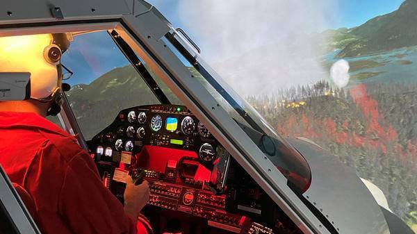 Pilot in cockpit