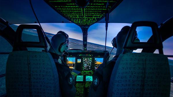 Two pilots in cockpit