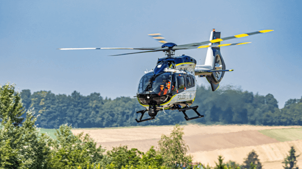 Helicopter above fields