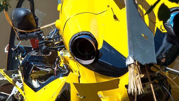 Yellow helicopter crashed