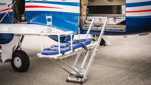 Fixed-wing plane showing off paramedic bench