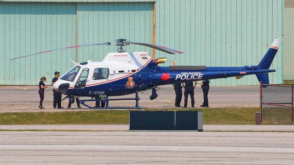 Police helicopter parked
