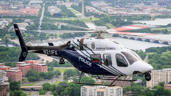 helicopter above city