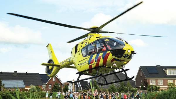 Air ambulance taking off