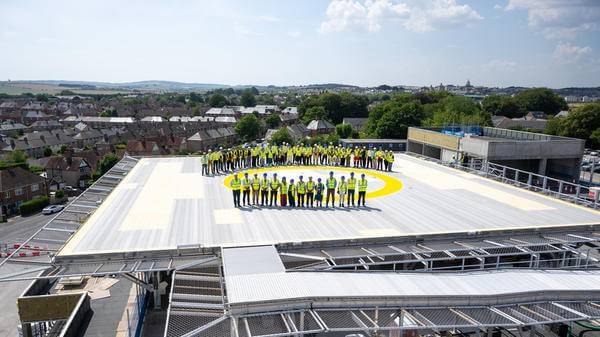 Rooftop helipad installed at Dorset County Hospital’s new emergency care facility
