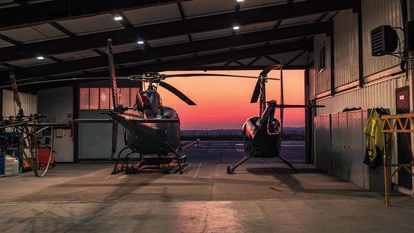 Helicopters parked
