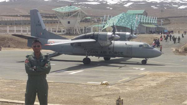 WG CDR (RETD) ABHISHEK DASARI stood next to plane