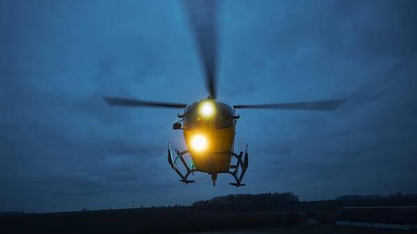 Helicopter pulling off