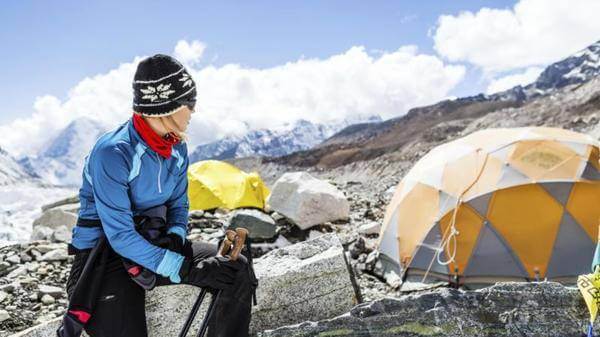 Nepal mountain camp hiker