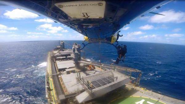 Man winched from bulk carrier 200 km offshore
