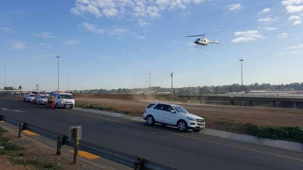Pedestrian airlifted after collision