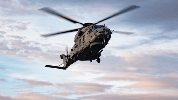 Military helicopter flying