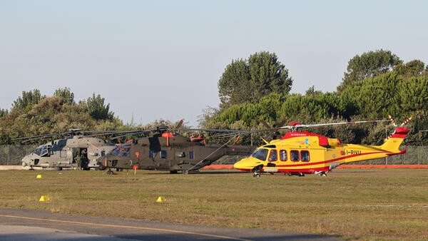 Parked helicopters