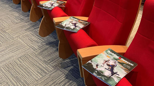 AirMed magazines on chairs