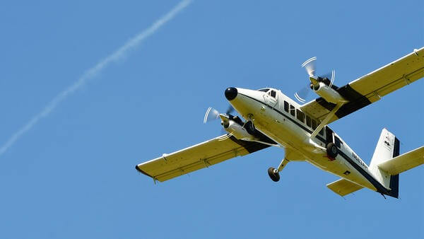 Aerial firefighting plane in sky