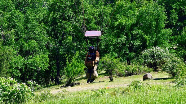 Parachuter landing