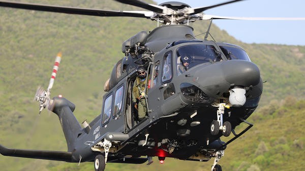 Military helicopter mid-flight