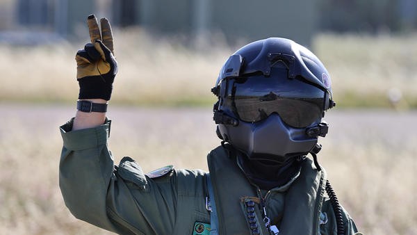 Pilot doing peace sign