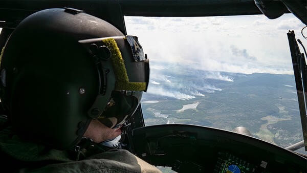 Pilot in cockpit 