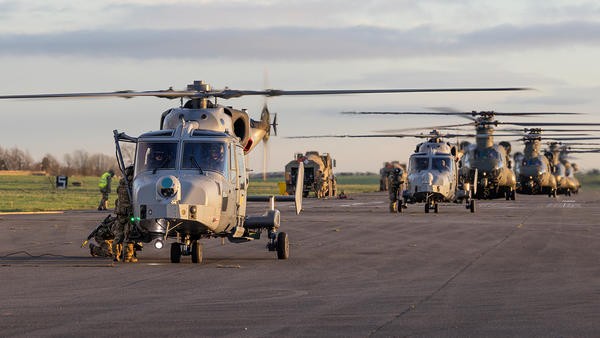 Helicopter convoy parked