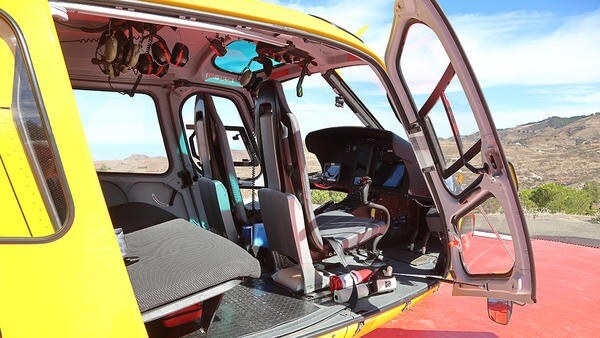Yellow helicopter door open