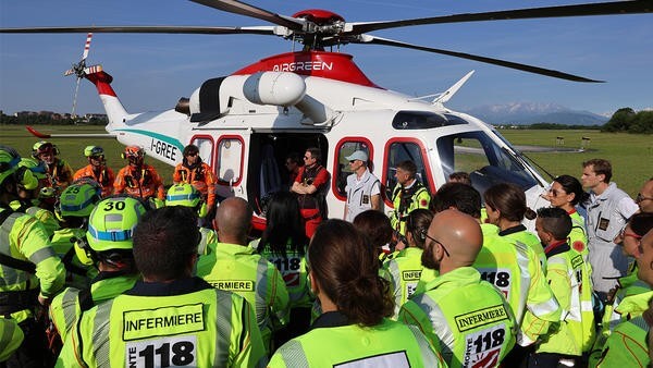 Rescue workers being given orders